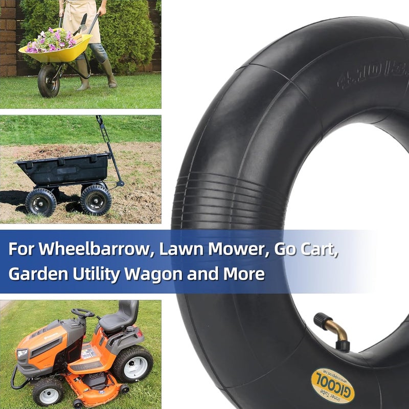 GICOOL 4.10/3.50-6 Replacement Inner Tube, 2 Pack with TR-87 Valve Stem, Heavy Duty, For 13" Tires Wheelbarrow Garden Utility Wagon Go Cart Lawn Mower - Image 5